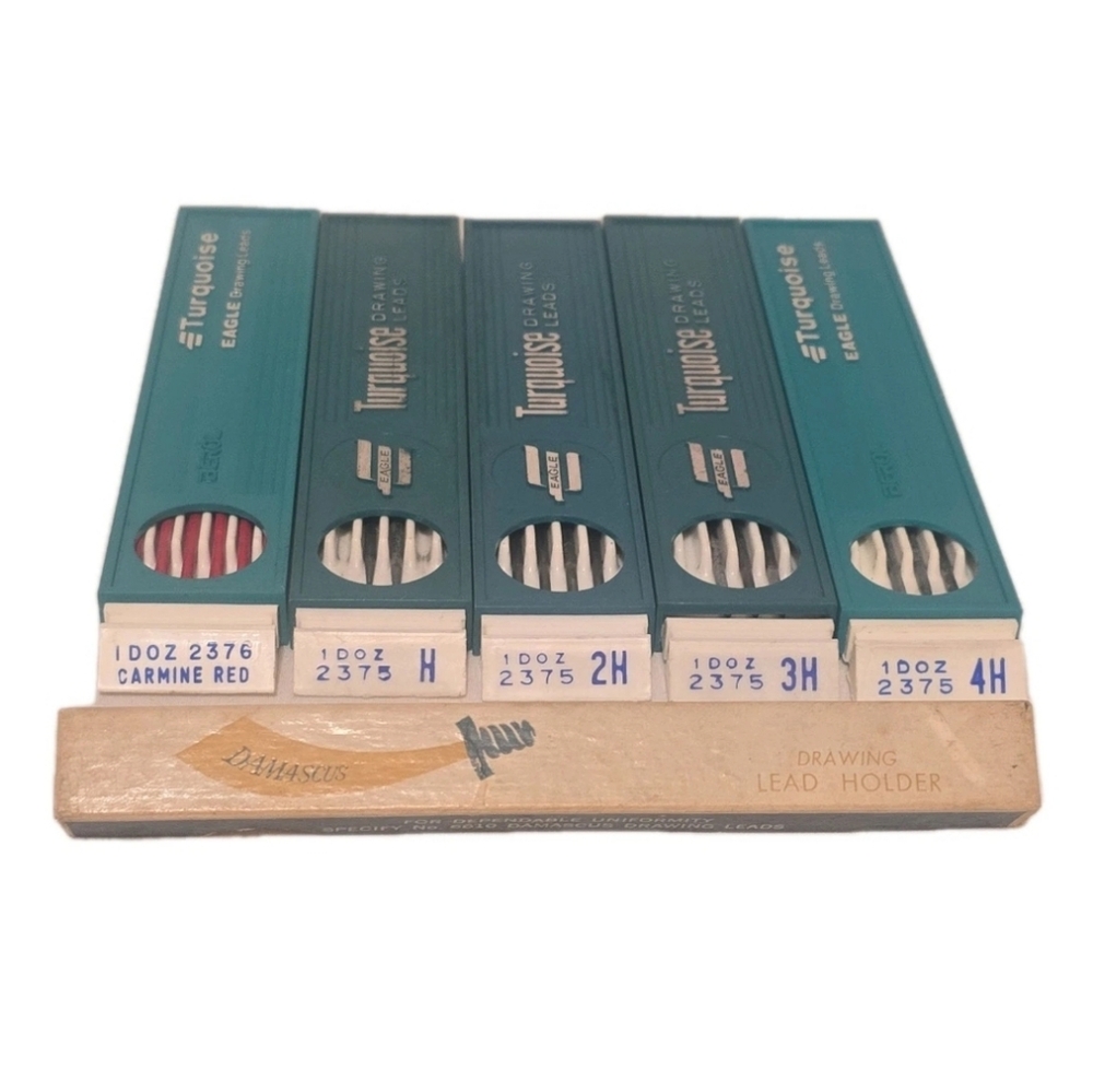 VTG Turquoise Eagle Drawing Lead Refill 1DOZ 2376 Carmine Red & IDOZ 2375 H - 4H